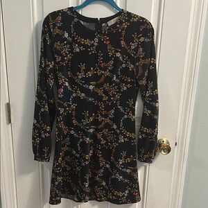 LOFT Black Dress with Vibrant Floral Design